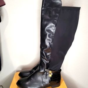 Women's faux leather over the knee boots, size 11.5 Black